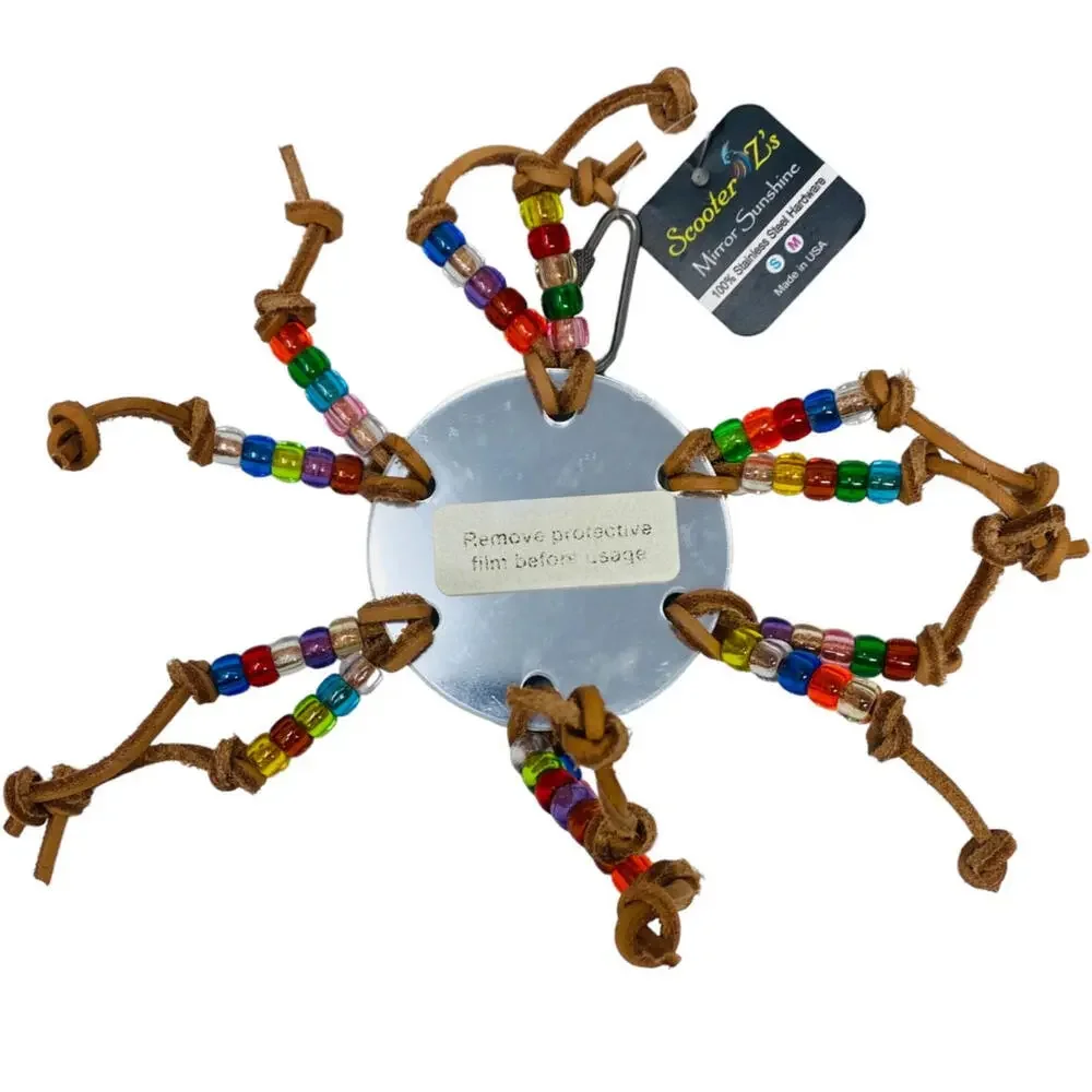 Scooter Z's Mirror Sunshine Bird Toy With Beads on Leather